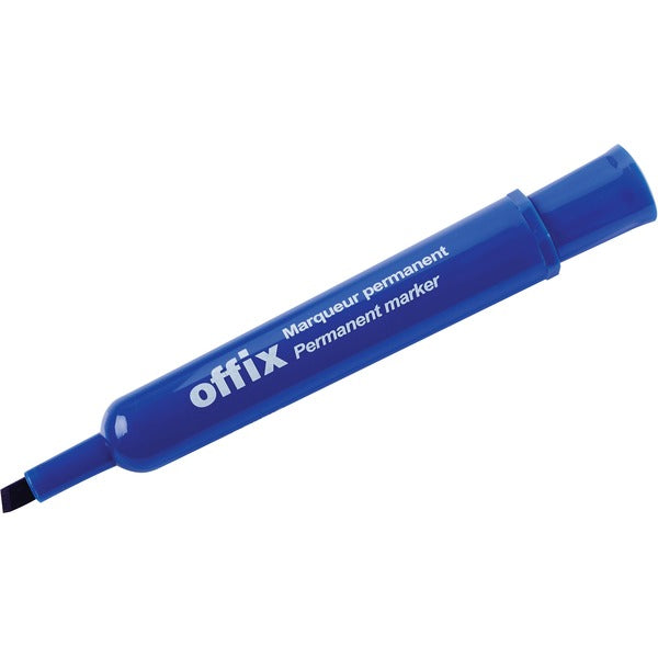 Offix Permanent Marker - Chisel Marker Point - Blue Ink - 1 Each