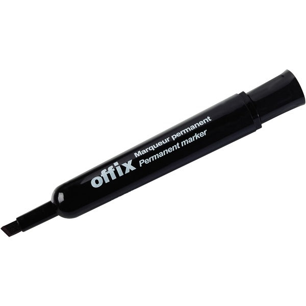 Offix Permanent Marker - Chisel Marker Point - Black Ink - 1 Each