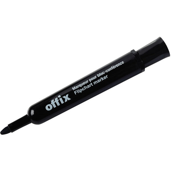 Offix Flipchart Marker - Bullet Marker Point - Black Ink - 1 Each