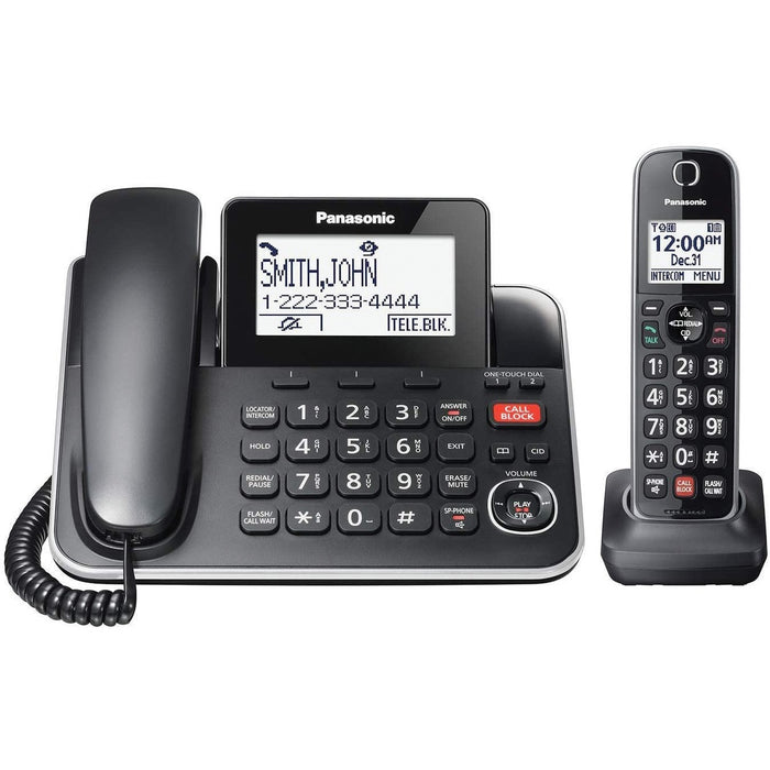 Panasonic KX-TGF870 DECT 6.0 Corded/Cordless Phone - Black - 1 x Phone Line - 1 x Handset - Speakerphone - Answering Machine - Hearing Aid Compatible