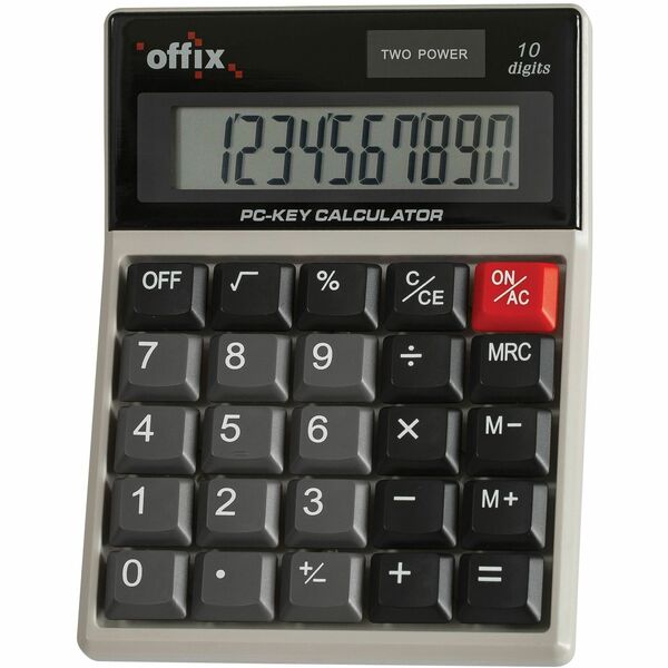Offix D25 Desktop Calculator - Large Display, 4-Key Memory, Dual Power - 10 Digits - Solar, Battery Powered - 5.5" (139.70 mm) Height x 4" (101.60 mm) Width - Pocket - 1 Each