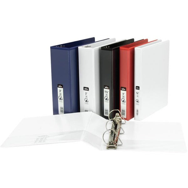 Offix Ring Binder - 1 1/2" (38.10 mm) Binder Capacity - Letter - 8 1/2" (215.90 mm) x 11" (279.40 mm) Sheet Size - Fastener: D-Ring - Pocket: 2, Internal - Polypropylene, Board - White - Recycled - PVC-free, Clear Overlay, Transfer Safe - 1 Each