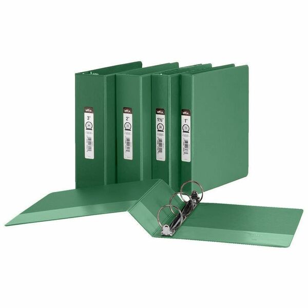 Offix Ring Binder - 3" (76.20 mm) Binder Capacity - Letter - 8 1/2" (215.90 mm) x 11" (279.40 mm) Sheet Size - Fastener: Round Ring - Pocket: 2, Internal - Polypropylene, Board - Green - Recycled - PVC-free, Label Holder - 1 Each