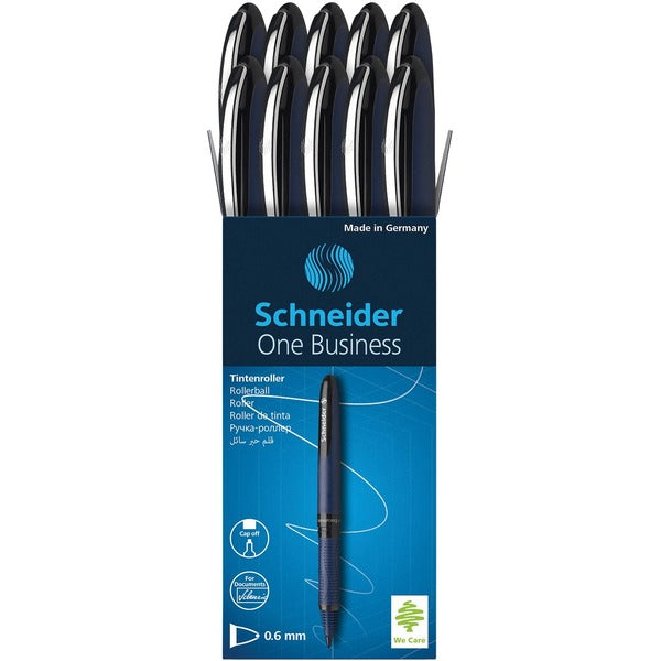 Schneider One Business Rollerball Pen - 0.6 mm (0.02") Pen Point - Black Ink - 10 / Box