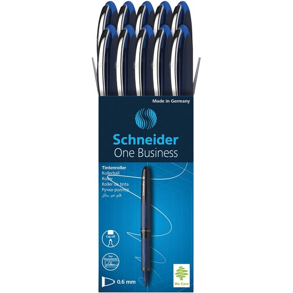 Schneider One Business Rollerball Pen - 0.6 mm Pen Point Size - Blue - 10 / Box