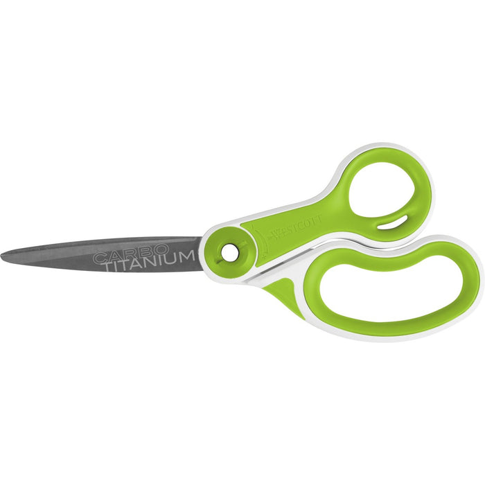 Westcott Carbo Titanium Scissors - 8" (203.20 mm) Blade Length - Left/Right - Stainless Steel - Straight Tip - 1 Each