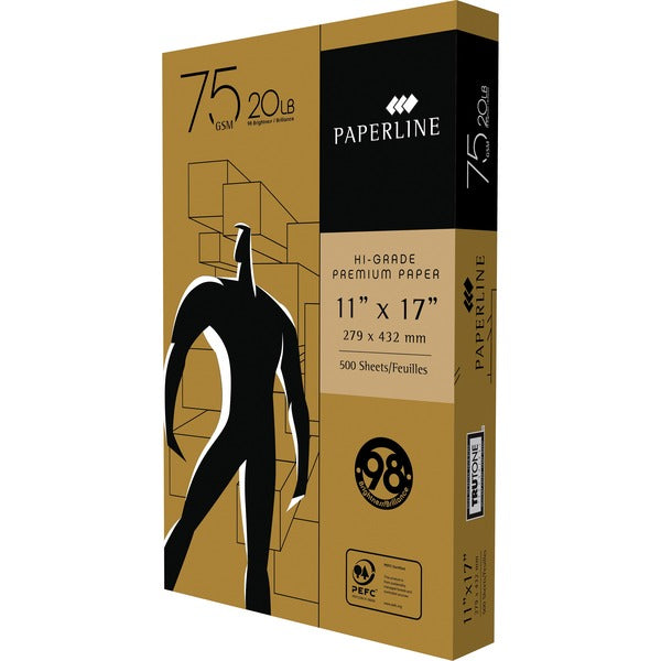 Paperline High Grade Premium Copy Paper - White - 98 Brightness - Legal - 11" x 17" - 20 lb Basis Weight - 500 / Pack - Programme for the Endorsement of Forest Certification (PEFC)