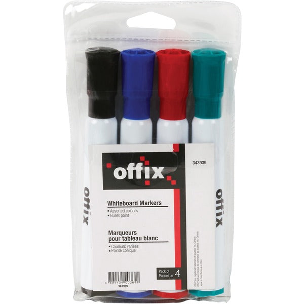 Offix Dry Erase Whiteboard Marker Set - Bullet Marker Point - Assorted Ink - Alcohol Based - 1 / Pack