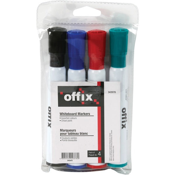 Offix Dry Erase Whiteboard Marker Set - Chisel Marker Point - Assorted Ink - 1 / Pack