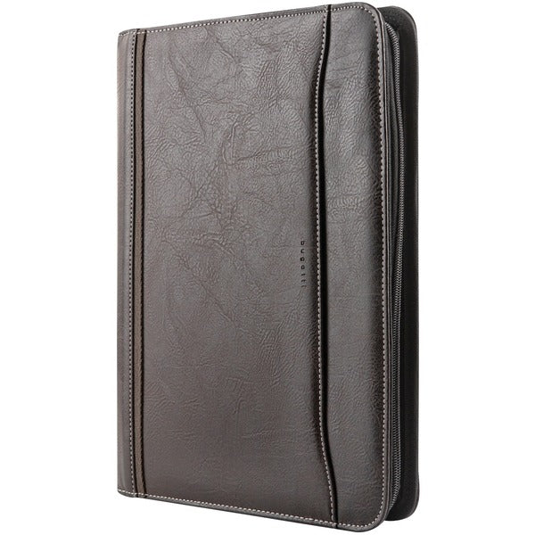 bugatti Ring Binder - 1.5" With Tablet Section - Brown - Letter - 1.50" (38.10 mm) Ring - Ring Fastener(s) - Front Pocket(s) - Vegan Leather - Brown - Durable - 1 Each