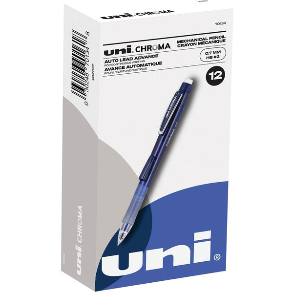 uniball™ CHROMA Mechanical Pencils - 0.7 mm (0.03") Black Lead - HB, #2 - Cobalt Blue Barrel - 1 Dozen