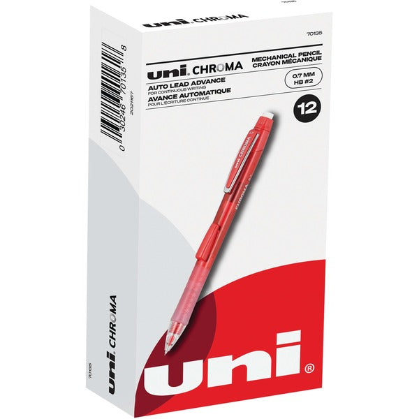 uniball™ CHROMA Mechanical Pencils - 0.7 mm (0.03") Black Lead - HB, #2 - Red Barrel - 1 Dozen