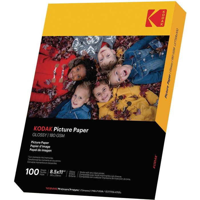 Kodak Photo Paper - 48 lb (21772.43 g) Basis Weight - Glossy - Smear-free, Smudge-free - 100 / Pack
