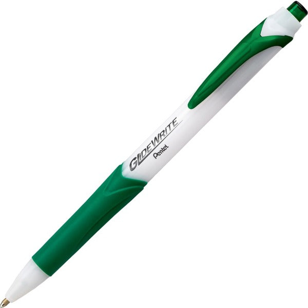 Pentel GlideWrite Ballpoint Pen - 1 mm (0.04") Bold Pen Point - Retractable - White Barrel - Metal Tip - 1 / Box