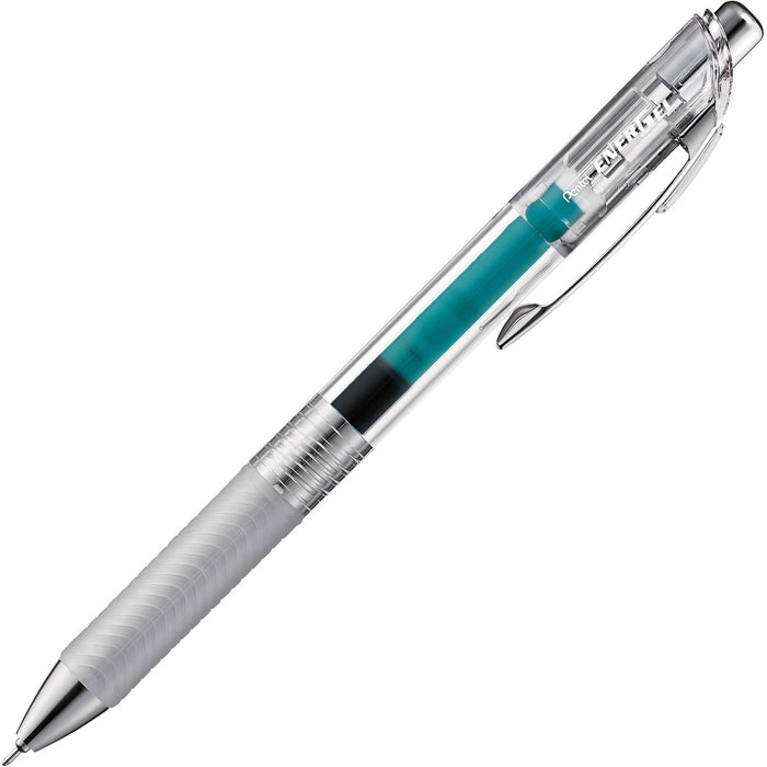 Pentel EnerGel Gel Pen - Refillable - Retractable - Turquoise Ink - Dye-based, Water Based, Gel-based - Clear, Crystal Barrel - Metal Tip - Writing - 1 Each