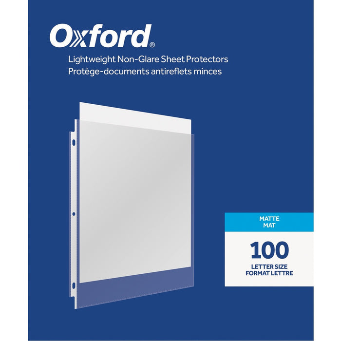 Oxford Sheet Protector - 2 mil (0.05 mm) Thickness - For Letter 8 1/2" (215.90 mm) x 11" (279.40 mm) Sheet - 3 x Holes - Ring Binder - 100 / Box