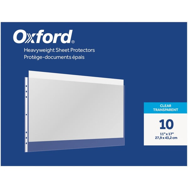 Oxford Sheet Protector - 3 mil (0.08 mm) Thickness - For Ledger 11" (279.40 mm) x 17" (431.80 mm) Sheet - 3 x Holes - Ring Binder - Clear - 10 / Box