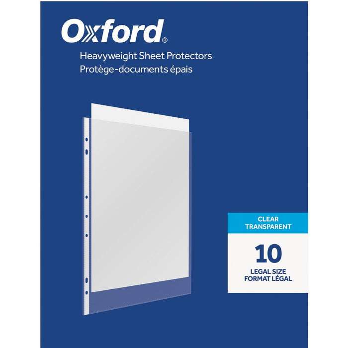 Oxford Sheet Protector - 3 mil (0.08 mm) Thickness - For Legal 8 1/2" (215.90 mm) x 14" (355.60 mm) Sheet - 3 x Holes - Ring Binder - Clear - 10 / Box