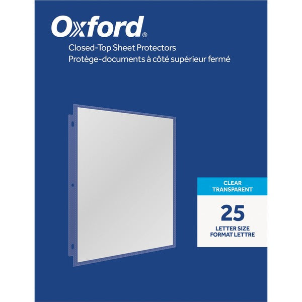 Oxford Sheet Protector - 4.6 mil (0.12 mm) Thickness - For Letter 8 1/2" (215.90 mm) x 11" (279.40 mm) Sheet - 3 x Holes - Top Loading - Clear - Polypropylene - 25 / Pack