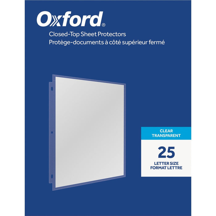 Oxford Sheet Protector - 4.6 mil (0.12 mm) Thickness - For Letter 8 1/2" (215.90 mm) x 11" (279.40 mm) Sheet - 3 x Holes - Top Loading - Clear - Polypropylene - 25 / Pack