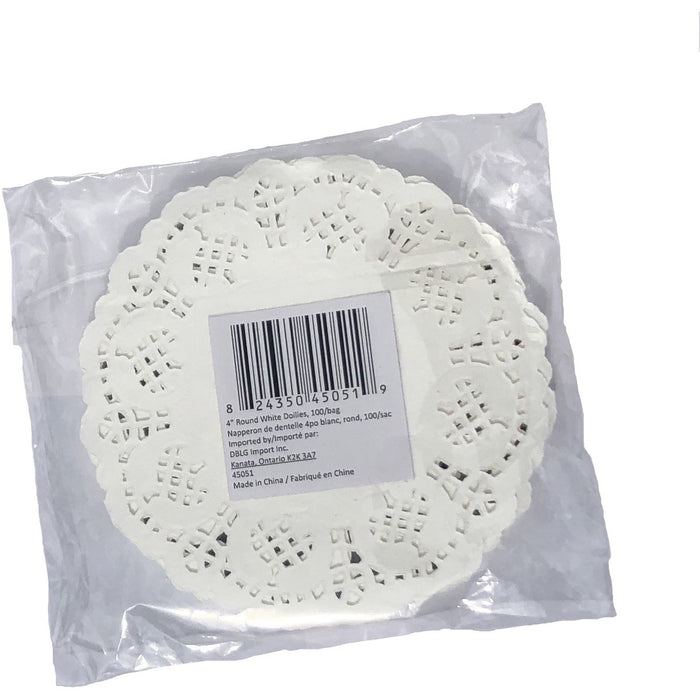 DBLG Import 4" Round White Doilies - Table, Bulletin Board, Craft Project, Home, School, Cardmaking - 4" (101.60 mm) Diameter - White - Paper - 100 / Pack