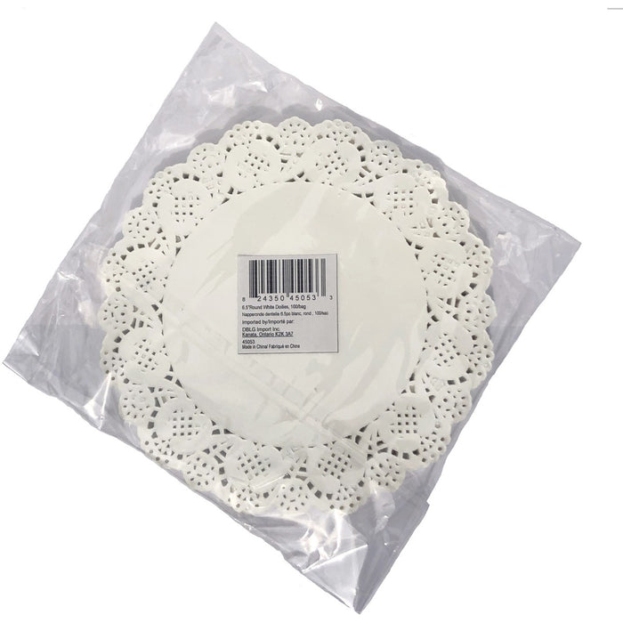 DBLG Import 6.5" Round White Doilies - Table, Bulletin Board, Craft Project, Home, School, Cardmaking - 6.50" (165.10 mm) Diameter - White - Paper - 100 / Pack