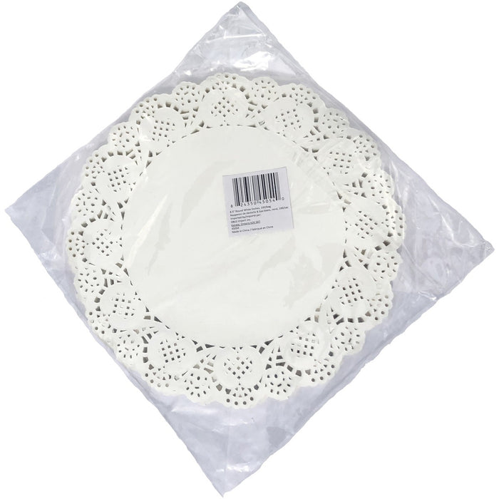 DBLG Import 8.5" Round White Doilies - Table, Bulletin Board, Craft Project, Home, School, Cardmaking - 8.50" (215.90 mm) Diameter - White - Paper - 100 / Pack