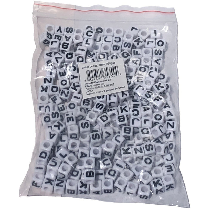 DBLG Import Beads - Letter - Jewelry - White - Wood - 250 / Pack