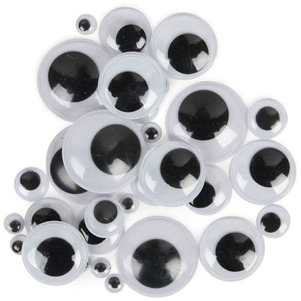 DBLG Import Wiggly Eyes Round 4 Assorted sizes - Art, Craft - 25 Piece(s) - Black, White - 100 / Bag