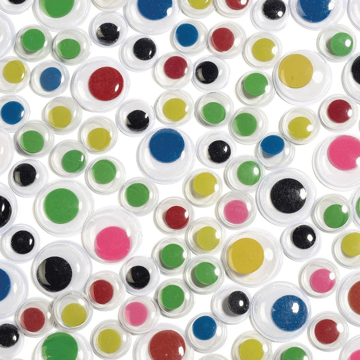 DBLG Import Wiggly Eyes Round Assorted Colours and Sizes - Art Project, Craft Project - Assorted - 300 / Pack