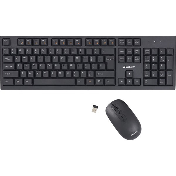 Verbatim Wireless Keyboard and Mouse - USB Type A Wireless Bluetooth 2.40 GHz Keyboard - USB Type A Wireless Mouse - Optical - 1000 dpi - 3 Button - Multimedia Hot Key(s) - Symmetrical - AA, AAA - Compatible with Windows, Mac - 1 Each