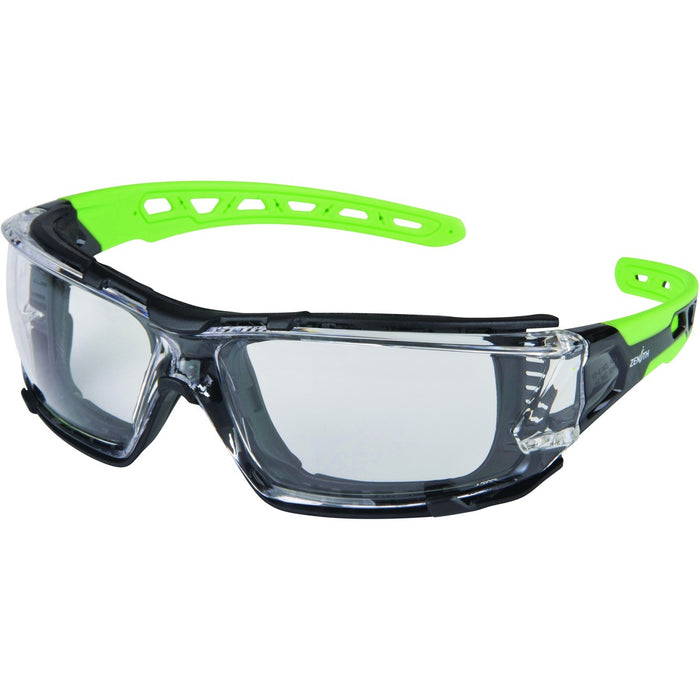 Zenith Z2500 Series Safety Glasses - Recommended for: Face - Dirt Protection - Clear Lens - Non-slip, Distortion-free, Anti-fog, Scratch Resistant, UV Resistant, Flexible, Wraparound Design, Comfortable