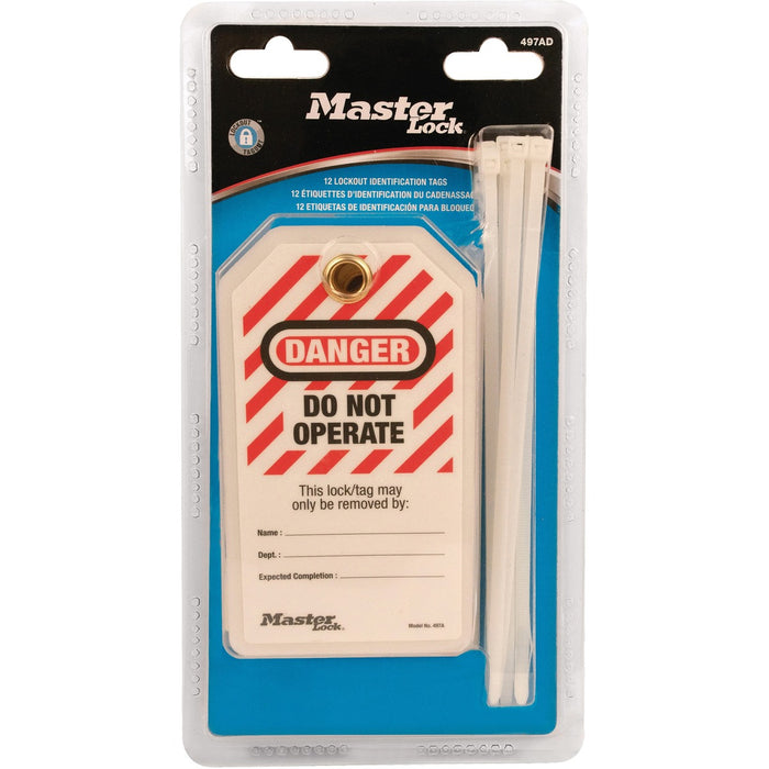 Master Lock Tags - Rectangular - Polyester - White - 12 / Pack