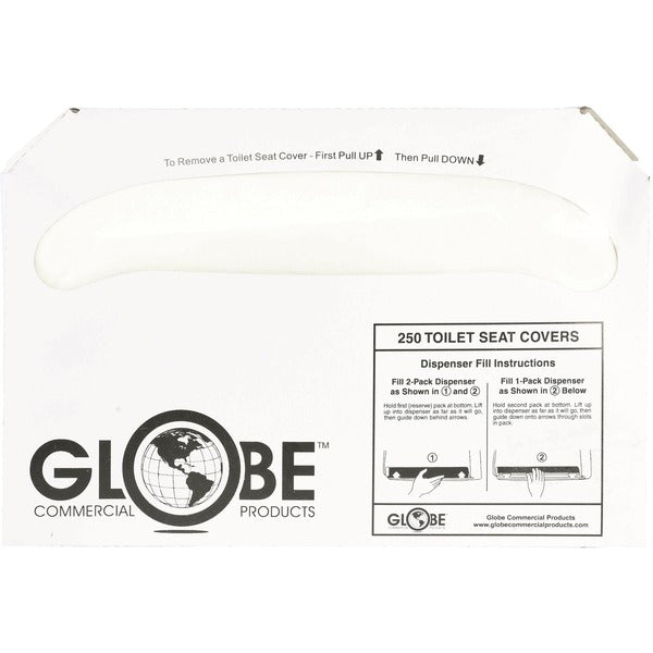 Globe Toilet Seat Covers - 10.50" (266.70 mm) Width x 15" (381 mm) Length - Half-fold - 2500 / Box