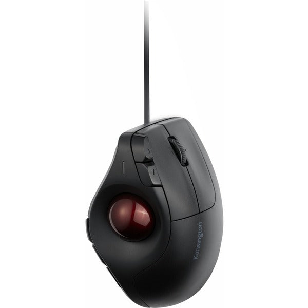 Kensington Pro Fit Ergo Vertical Wired Trackball - Cable - Red, Black - 1 - USB - 800 dpi - Trackball - 9 Button(s) - Right-handed