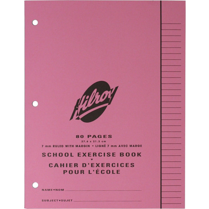 Hilroy Notebook - 80 Pages - Ruled Front Ruling - 0.28" (7 mm) Ruled - 3 Hole(s) - 10 7/8" (27.62 cm) x 8 3/8" (21.27 cm) Sheet Size - Hole-punched - 1 Each