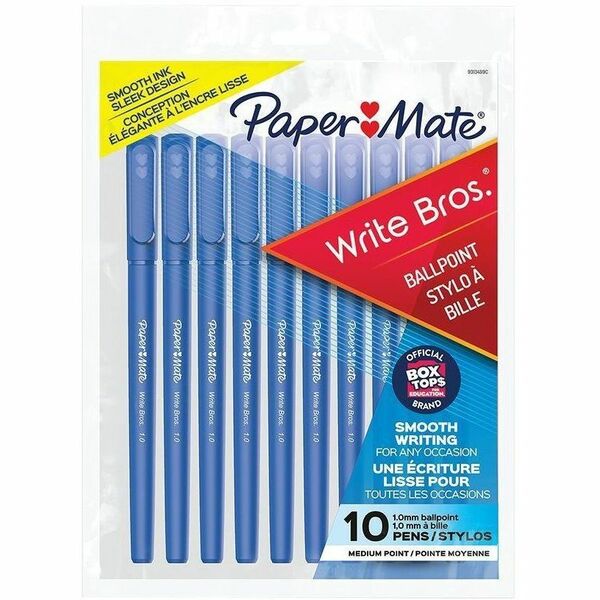 Paper Mate Write Bros Ballpoint Pen - Medium Pen Point - Blue Ink - 10 Pack