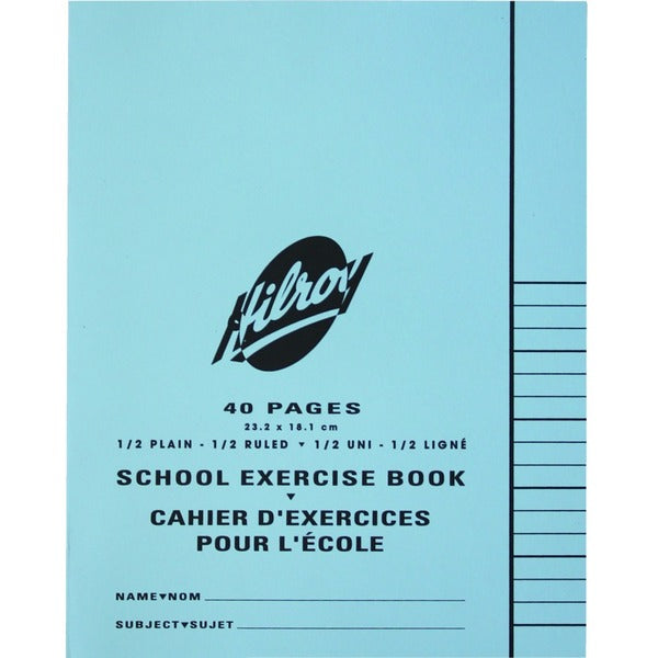 Hilroy Notebook - 40 Pages - Ruled Front Ruling - 0.31" (8 mm) Ruled - Half Plain Page, Half Ruled Page - 1 Each