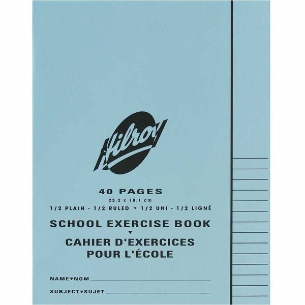 Hilroy Notebook - 40 Pages - Ruled Front Ruling - Half Ruled Page, Half Plain Page