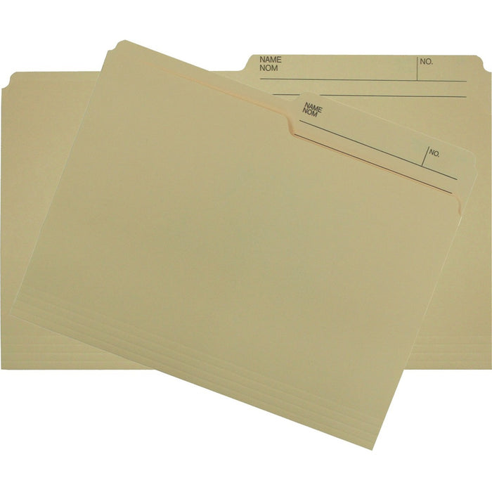 Hilroy 1/2 Tab Cut Legal Recycled Top Tab File Folder - 8 1/2" (215.90 mm) x 14" (355.60 mm) - 9.5 pt. (3.34 mm) - Manila - Reversible - 100% Paper Recycled - 100 Box