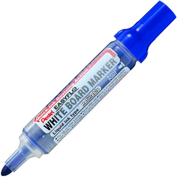 Pentel Easyflo Dry Eraser Marker - Medium Bullet Marker Point - Blue Ink - Liquid, Oil Based, Alcohol Based - 1