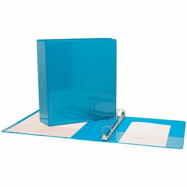 GEO 2" Presentation Binder, Light Blue - 2" Binder Capacity - 2" (50.80 mm) Ring - D-Ring Fastener(s) - 2 Internal Pocket(s) - Light Blue