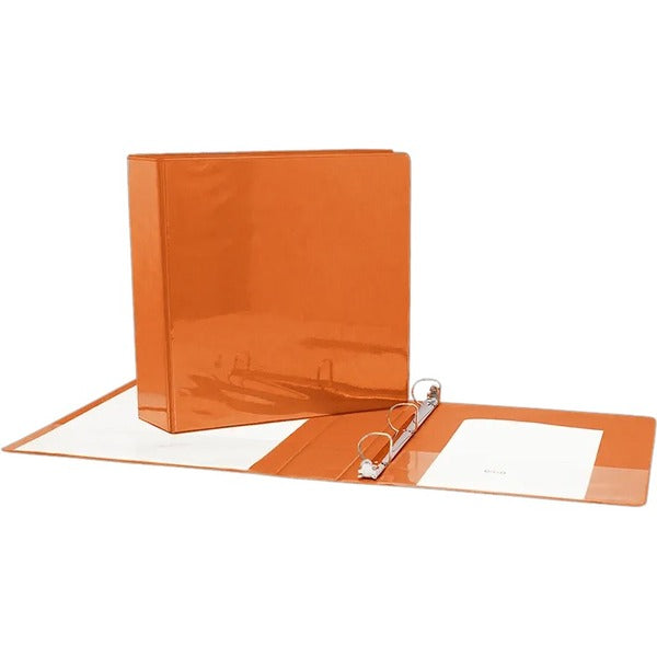 GEO 2" Presentation Binder - Orange PP - 2" (50.80 mm) Binder Capacity - 2" (50.80 mm) Ring - Fastener: D-Ring - Pocket: 2, Internal, Front, Spine, Back - Vinyl - Orange - 1.07 lb (485.34 g) - 1 Each