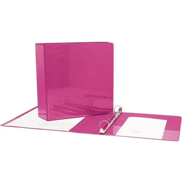 GEO 2" Presentation Binder - Pink - 2" (50.80 mm) Binder Capacity - 2" (50.80 mm) Ring(s) - Fastener(s): D-Ring - Pocket(s): 2, Internal, Front, Spine, Back - Vinyl - Pink - 1.12 lb (508.02 g) - 1 Each