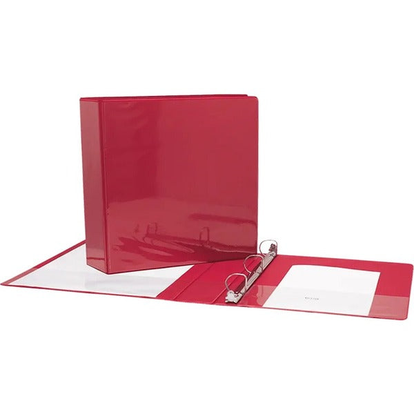 GEO 2" Presentation Binder - Red - 2" Binder Capacity - 2" (50.80 mm) Ring - D-Ring Fastener(s) - 2 Internal Pocket(s) - Red