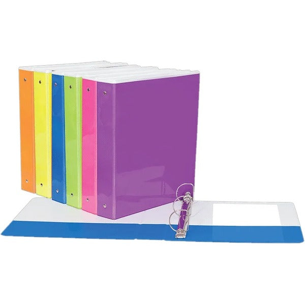 GEO 2" Presentation Binder, Neon Colors - 2" Binder Capacity - 2" (50.80 mm) Ring - D-Ring Fastener(s) - 2 Internal, Inside Back Pocket(s) - Assorted