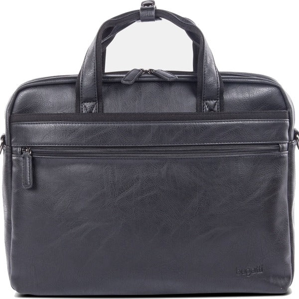bugatti Valentino Carrying Case (Briefcase) for 15.6" Notebook - Black - Synthetic Leather Body - Handle, Shoulder Strap - 13.50" (342.90 mm) Height x 16.25" (412.75 mm) Width x 4" (101.60 mm) Depth