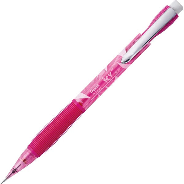 Pentel Icy Mechanical Pencil - 0.7 mm (0.03") Lead - Refillable - Transparent, Pink Barrel