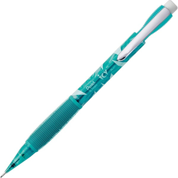 Pentel Icy Mechanical Pencil - 0.7 mm Lead Diameter - Refillable - Transparent, Sky Blue Barrel