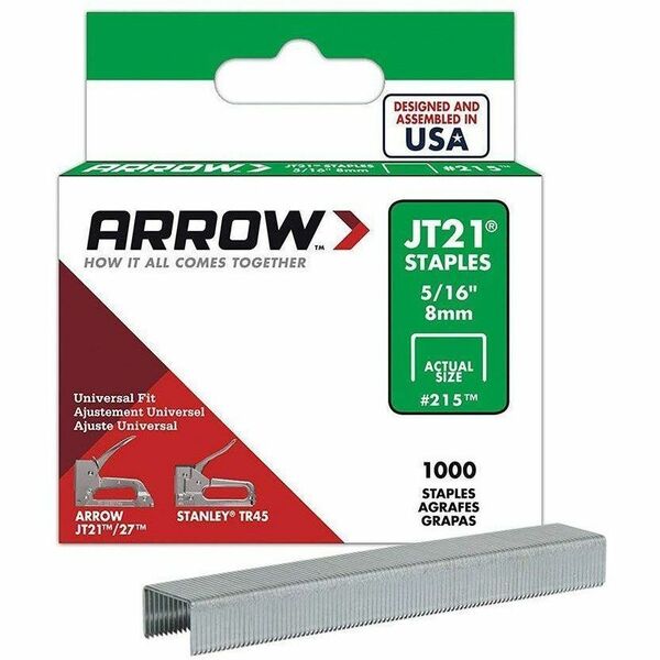 Arrow 5/16" Staples For JT21/JT27 Tacker 1M/BX - 5/16" - 1000 / Pack